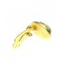 Ovale goudkleurige oorclips met parel hart en strass steentjes rand