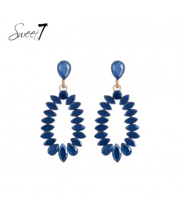 Blauwe oorhangers met een ovale vorm en glas steentjes