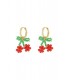 Leuke fruit oorhangers met kersen en groene blaadjes