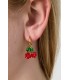 Leuke fruit oorhangers met kersen en groene blaadjes