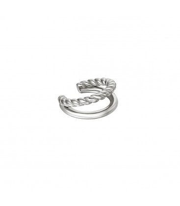 Zilverkleurige dubbele earcuff met touw detail