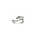 Zilverkleurige dubbele earcuff met touw detail