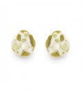 Oorclips met wit, groene marmerlook in druppelvorm