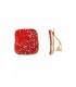 Oorclips rood vierkant design met goudkleurige rand
