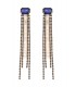 Oorclips blauw met lange lijnen en strass steentjes