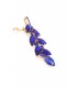 Prachtige blauwe lange oorclips met glas steentjes in goudkleurige setting