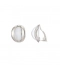 Oorclips met cat eye glaskraal in zilverkleurige zetting