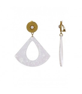 Oorclips wit met open design en goudkleurig oor stukje