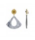 Oorclips grijs met een waaier als hanger