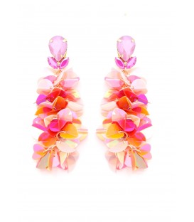 Oorclips lang met glanzende roze en oranje accenten