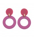 Oorclip paars met ronde open vormen in trendy tinten