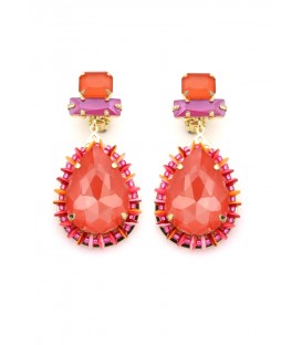 Oorclips oranje, rood met opvallende kleurencombinatie