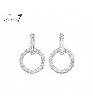 Oorbellen zilverkleurig gevuld met glas steentjes