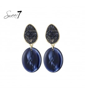 Oorbellen donkerblauw met druppelvormige hanger