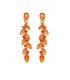 Prachtige oranje lange oorclips met glas steentjes in goudkleurige setting