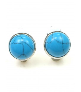 Oorclips met turquoise blauwe inleg