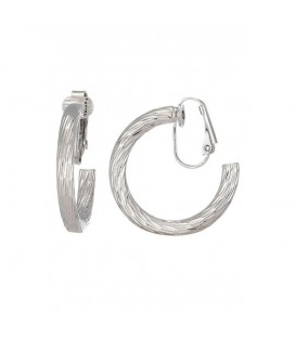 Oorclips zilverkleurige met ribbelstructuur in de vorm