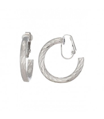 Oorclips zilverkleurige met ribbelstructuur in de vorm