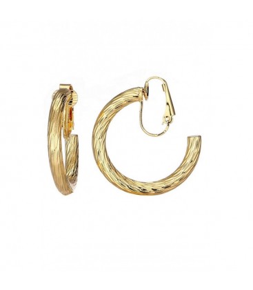 Oorclips goudkleurig met ribbelstructuur in ronde vorm