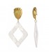 Oorclips wit met een open hanger en een goudkleurig oor stukje
