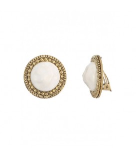 Oorclips wit met een bewerkte goudkleurige rand