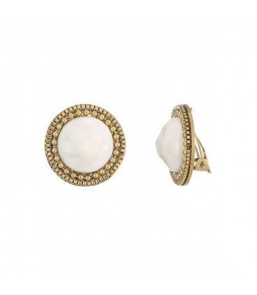 Oorclips wit met een bewerkte goudkleurige rand