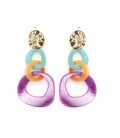 Oorclips met gekleurde schakels en goudkleurige detail