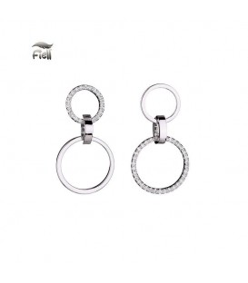 Oorbellen zilverkleurig met asymmetrisch design en strass steentjes