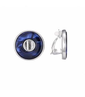 Blauwe oorclips met een zilverkleurige rand