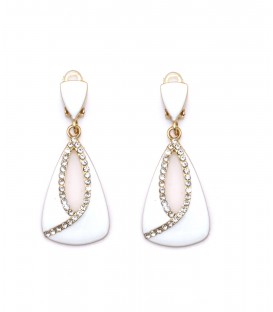 Oorclips wit met een heldere strass stenen rand in het midden