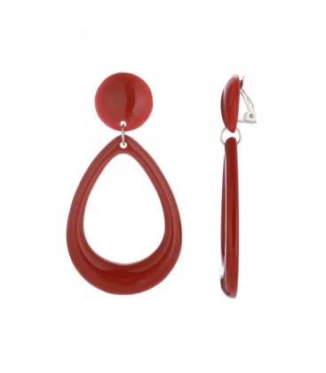 Oorclips rood met een ovale hanger