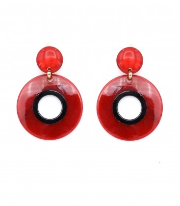 Oorclips rood met een transparante hanger