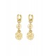 Oorbellen met drie goudkleurige bloemenhangers