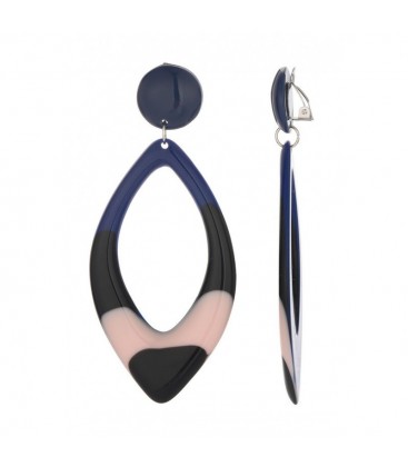 Marineblauw, zwart en roze oorclips