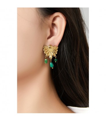 Oorclips goudkleurig met blauwe kraaltjes