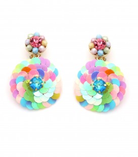 Oorclips met pailletten in regenboog kleuren