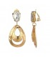 Oorclips met transparante steen en goudkleurige hanger