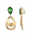 Oorclips met goudkleurige lagen en groene kristalsteen