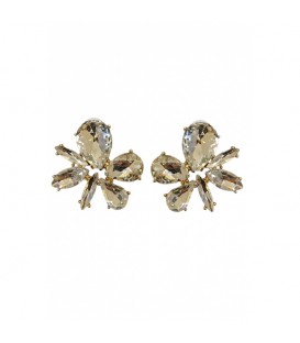 Oorclips met heldere steentjes in goudkleurige setting