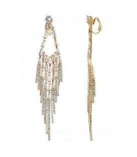 Oorclips goudkleurig met heldere strass steentjes