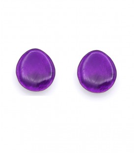 Oorclips in paarse kleur met glanzende afwerking