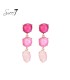 Oorbellen in drie tinten roze met goudkleurige afwerking
