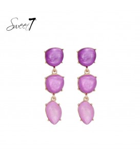 Oorbellen met paars in goudkleurige zetting