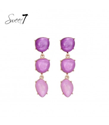 Oorbellen met paars in goudkleurige zetting