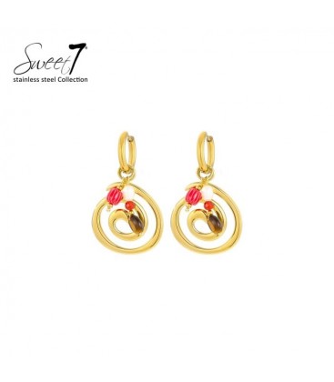 Oorbellen met spiraalvorm met gekleurde kralen