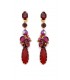 Prachtige oorclips met langwerpige rode hanger en kralen