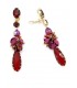 Prachtige oorclips met langwerpige rode hanger en kralen