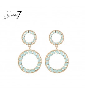 Oorbellen met turquoise steentjes en goudkleurige setting