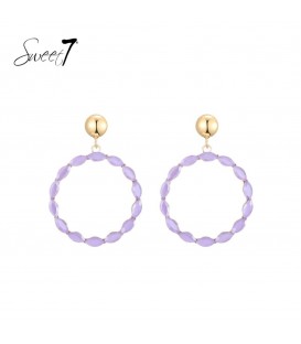 Oorbellen in ronde vorm met paarse accenten