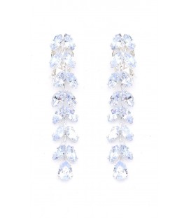 Oorclips met sprankelende bladeren van helder glas steentjes